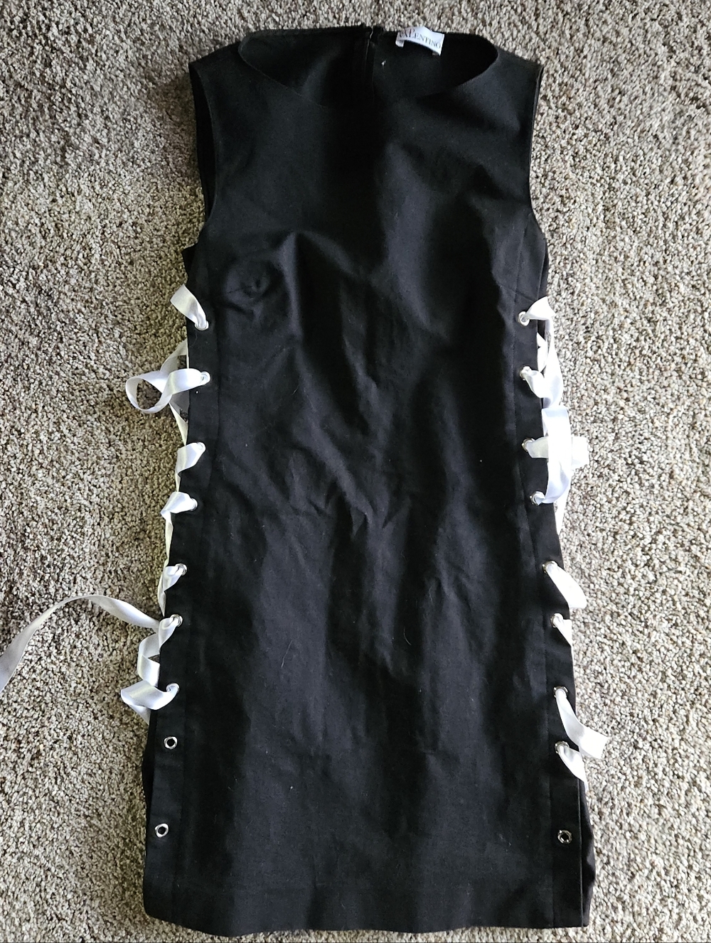 RedValentino Black Garment with White Lace-Up Sides